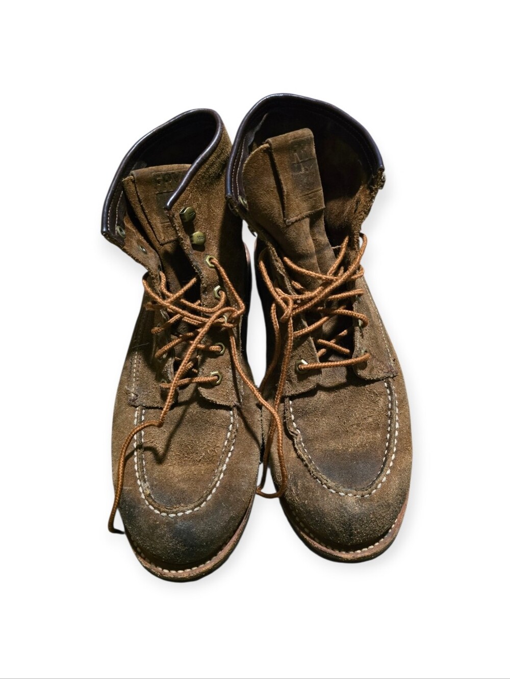 Suede Lace-Up Work Boots in Olive Brown - Picture 5 of 9